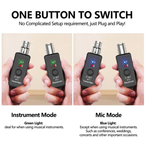 A11 Wireless Microphone Transmitter Receiver 2.4Ghz, XLR Microphone Wireless System, Wireless Mic Adapter for Audio Mi 1