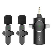 Microphone Lavalier Sans Fil 3 en 1 pour Interviews, Vidéos, Podcasts pour /pour /Android/Smartphone/Appareil Photo/Ordinateur