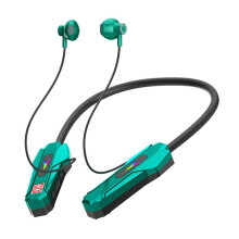 Wireless Earphones Neckband LED Display Gaming Headset Waterproof Magnetic Sport Headsets with HD Mic Green