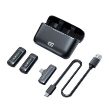 Microphone Cravate Sans Fil, Enregistrement Audio Portable à Réduction de Bruit avec Boîtier de Chargement, Interface Type-C