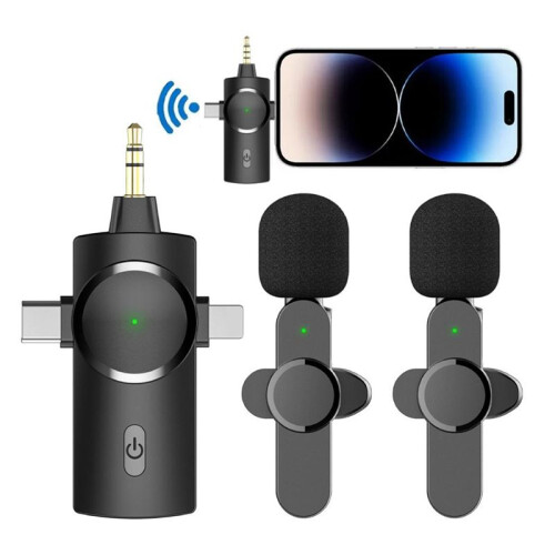 3 In1 Wireless Lavalier Microphone for Interviews Video Podcast for /for /Android/Smartphone/Camera/Computer 1