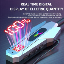 Wireless Earphones Neckband LED Display Gaming Headset Waterproof Magnetic Sport Headsets with HD Mic Red