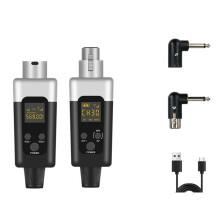 0V/48V Wireless XLR Microphone Transmitter and Receiver Microphone Wireless System Rechargeable for Dynamic Microphone