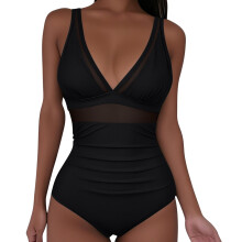 Costumi da bagno da donna in rete push-up con scollo a V e modello avvolgente