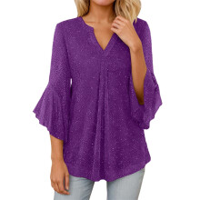 Top de lentejuelas de manga larga para mujer, estilo carnaval, ideal para vacaciones. Blusa de moda con cuello redondo holgado, elegante y casual,