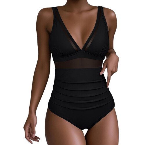 Maiôs femininos de malha com bojo push-up e decote em V. 1