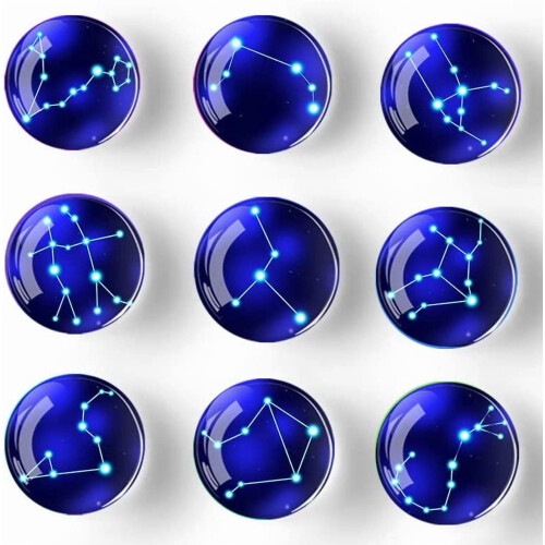 Conjunto de 12 ímãs de geladeira de vidro com constelações. 1