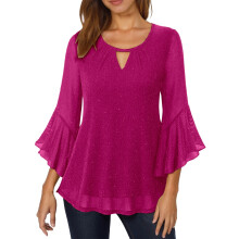 Pailletten-Top für Damen, langärmlig, modisch, locker geschnitten, mit Rundhalsausschnitt, elegant und funkelnd – perfekt für den Alltag.