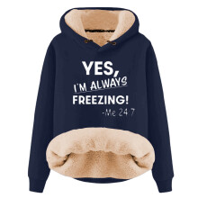 Dames Warme Fleece Hoodie met Capuchon YES I'm Cold ME247Print Comfortabele Wintertrui Casual Top met Lange Mouwen Grappige Sweatshirts