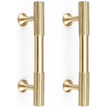 Brass Cabinet Pulls Gold Finish 3 Inch Center 2pcs