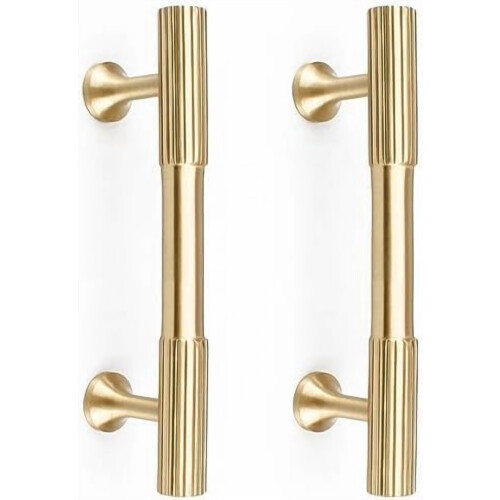 2pcs Solid Brass Gold Cabinet Pulls, 3" Hole Centers – Compatible with Kitchen, Drawer, Bathroom & Wardrobe