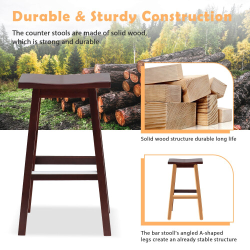Tabourets de bar sans dossier Saddle, marron (lot de 2) 1