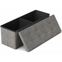Folding Storage Ottoman Bench 43.3 inches Dark Grey
