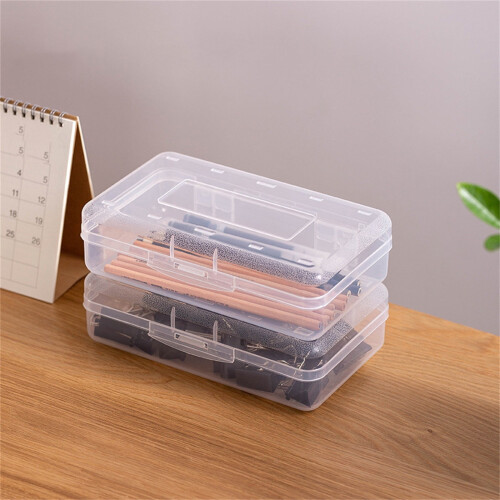 Clear Stackable Pencil Box, Large Capacity Plastic Organizer with Snap-Tight Lid – Under $5, Compatible with School & Office 1