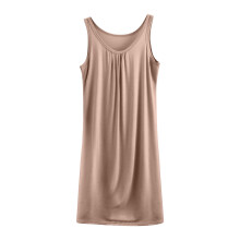 Dames mouwloze tankjurk in effen kleur, losse pasvorm, dunne zomerjurk van modal-katoenmix, casual loungewear, midi-rok, maat XL tot 5XL