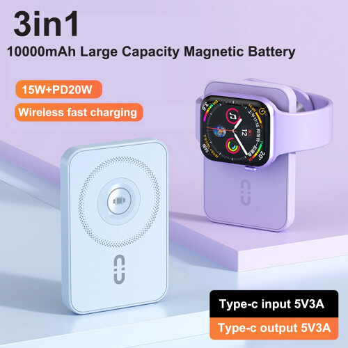 Ασύρματη μπαταρία φόρτισης 10000mAh 3 σε 1 για iPhone AirPods 2