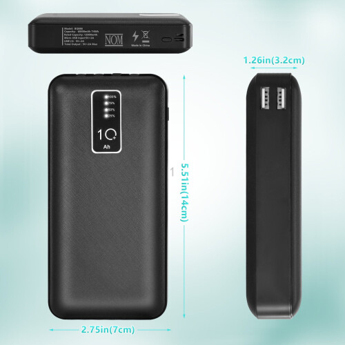 Φορητός φορτιστής 4 τεμαχίων, Power Bank 10000mAh, Διπλή μπαταρία USB, Τράπεζα μπαταρίας με 4 1