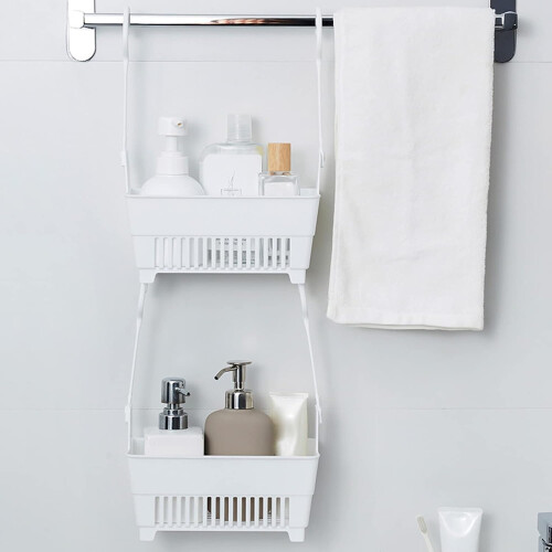 Storage Basket With Hanging Hook For Bathroom Shower Supplies Organizer Compact Design 1