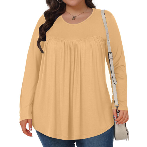 Γυναικεία Μπλούζα Plus Size με Φθινοπωρινό Τουνίκ, Μακρυμάνικα Πουκάμισα με 2