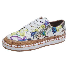 Mocassins femininos de lona, confortáveis e macios para caminhada, tênis de cano baixo com bico redondo e fechamento em zíper/cadarço, verde,