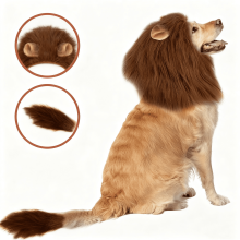Adjustable Lion Mane Wig for Dogs – Halloween/Christmas Costume with Ears, Compatible with Medium & Large Dogs