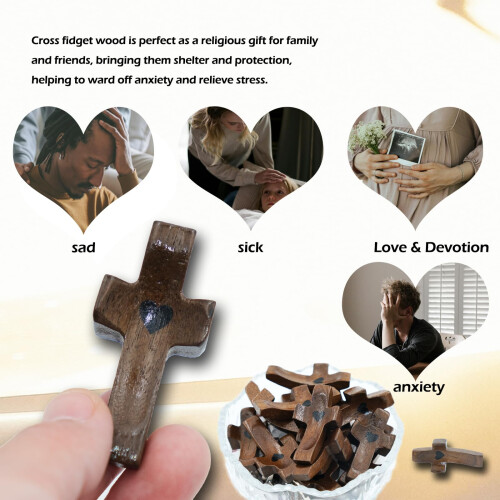 Wooden Pocket Cross Handcrafted Solid Walnut Compact Prayer Gift for Comfort and Reflection 2