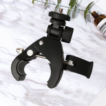 Zwarte clip telefoonhouder en camerastandaard 8x7 cm compact ontwerp voor smartphones