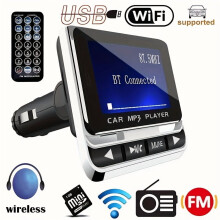Kabelloser MP3/FM-Transmitter fürs Auto mit LCD-Display, USB-Ladeanschluss, TF-Kartensteckplatz, AUX-Anschluss, Freisprechfunktion und