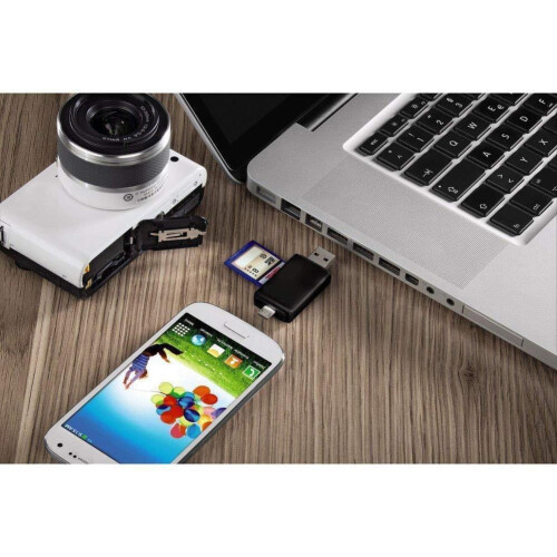 Προσαρμογέας Micro USB OTG σε USB2.0, Αναγνώστης καρτών SD/Micro SD με τυπική θύρα USB αρσενικό E3R7 2
