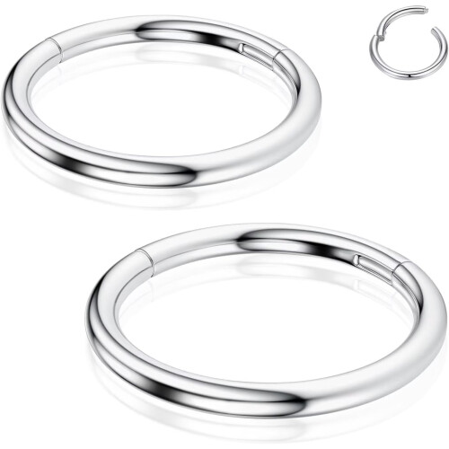 Titanium næseringe 2 stk. 20G–16G 6mm–10mm sort sølv
