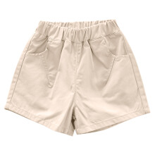 AVTOIFY Girls Shorts, Casual Solid Color Summer Shorts with Pockets for Toddlers & Kids, Beige – Compatible with Kids' Summer Outfits
