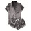 Dame Pyjamassæt Satin Casual Home Button Pyjamassæt Sort AM 2