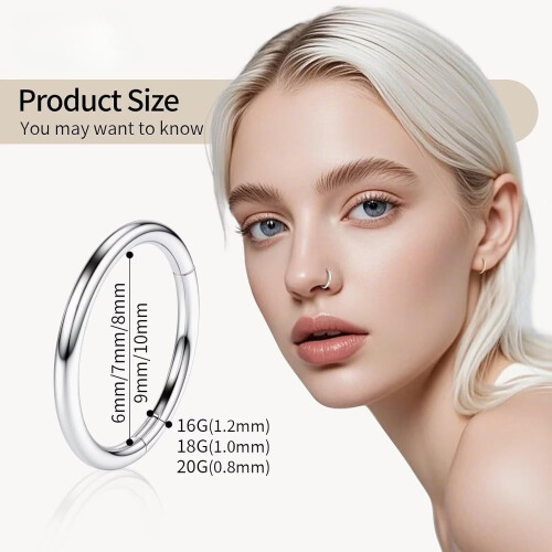 Κρίκοι μύτης από τιτάνιο 2 τεμάχια 16G-20G6mm-10mm 2