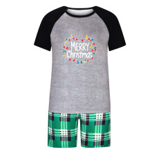Julefamilie-matchende pyjamassæt – kortærmet top og ternede shorts, blødt unisex nattøj, S-2XL, kompatibel med højtiderne