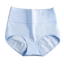 Calcinha modeladora de cintura alta com controle abdominal, em algodão, para mulheres, sem efeito "pneuzinho", azul.