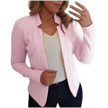 Blazer Jacket for Women Business Blazer Front Open Solid Work Jacket Slim Office Blazer For Daily/Work,Pink