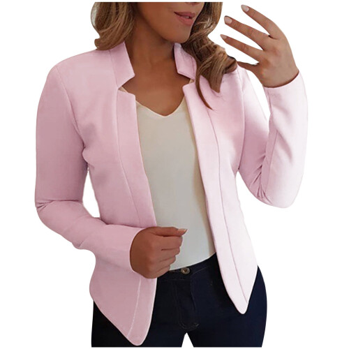 Blazer Jacket for Women Business Blazer Front Open Solid Work Jacket Slim Office Blazer For Daily/Work,Pink