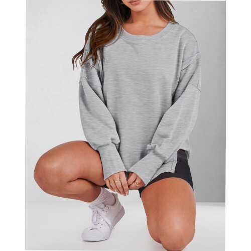Magliette da donna oversize a girocollo a maniche lunghe, pullover 2
