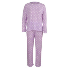 Lett pysjamassett med polkaprikker for kvinner, langermet topp, lange bukser, nattøy, loungewear