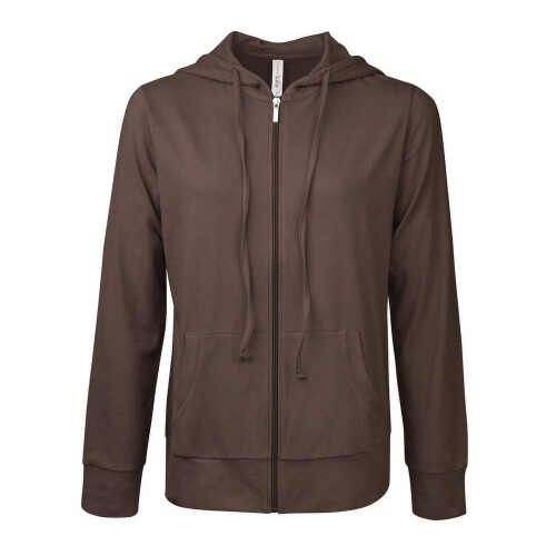 Giacca con cappuccio e zip da donna, leggera, in misto cotone.