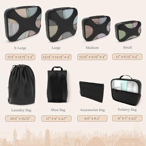 Σετ κύβων Premium8Packing - Ελαφριοί οργανωτές αποσκευών ταξιδιού από πλέγμα με τσάντα 2