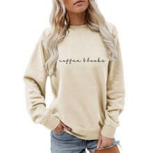 Felpe taglie forti da donna, felpa accogliente a tema caffè per amanti dei libri, pullover grafico, maglione girocollo morbido e casual, top comodo