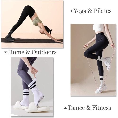 Κάλτσες Pilates Grippy με λαβές για γυναίκες, αντιολισθητικές, μακριές κάλτσες για 2