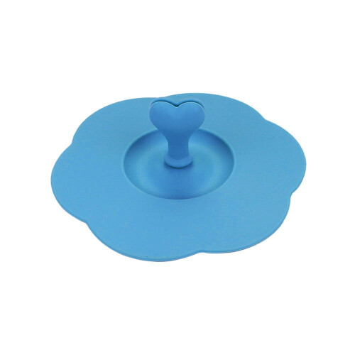 Herzförmiger Silikon-Kaffeebecherdeckel, blau, 6er-Pack 2