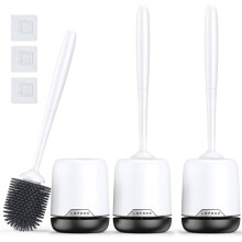 Conjunto de escova de vaso sanitário com suporte ventilado - 3 unidades, escova de silicone para vaso sanitário - escova de chão e de parede