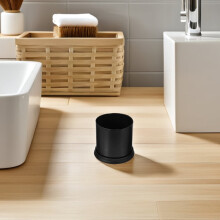 WC-Bürstenhalter aus schwarzem Kunststoff mit stabilem Standfuß, leicht zu reinigen, 2 Stück