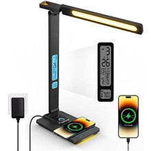 LED stolová lampa s bezdrôtovou nabíjačkou: Stolové lampy do domácej kancelárie a spálne, 5 farebných režimov a stmievateľný jas, 2