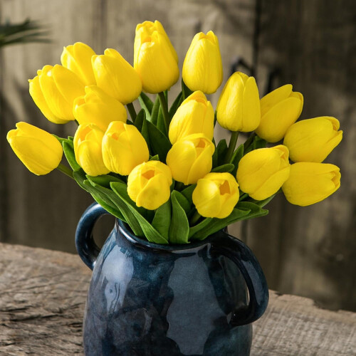 Conjunto de 10 tulipas de seda roxas de 33 cm (13 polegadas), ideais para decoração de casa/cozinha/casamento, Dia das Mães, Páscoa e presentes