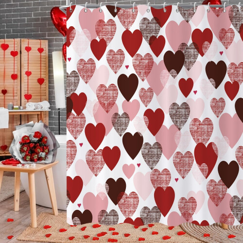 Valentinstag Duschvorhang Rot Rosa Büffelkaro