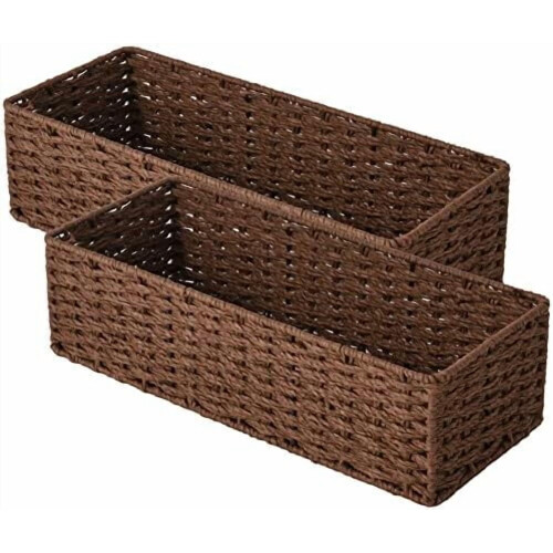 Runder Toilettenkorb aus Papierseil, braun, 2er-Pack